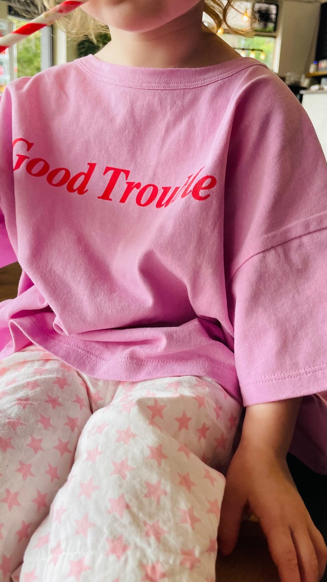 Good Trouble Tee - Floss/ Neon Red **PRE-ORDER**