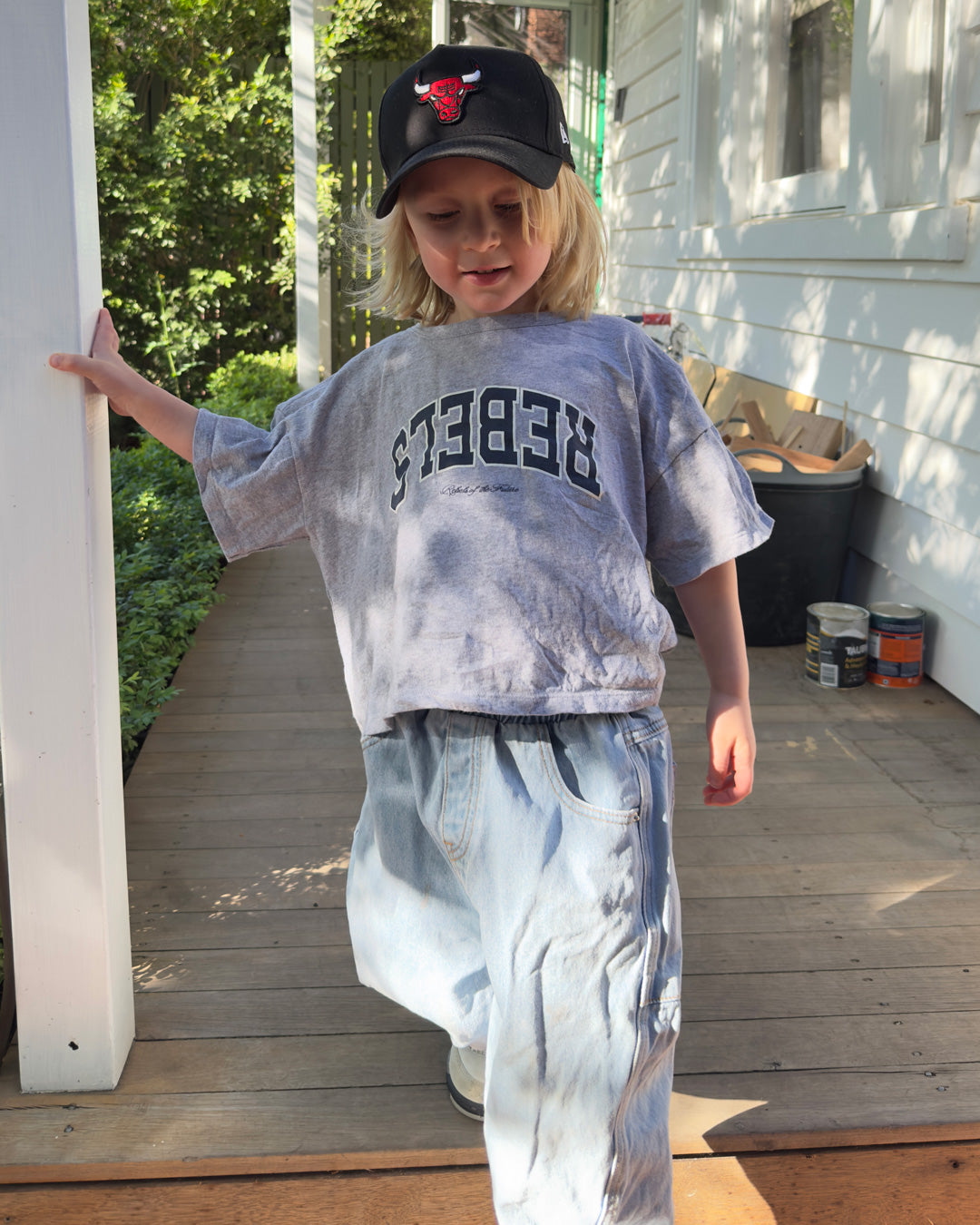 Rebels College Tee - Grey Marle/ Navy