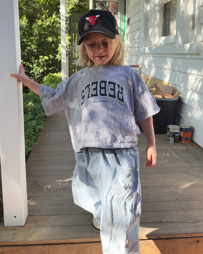 Rebels College Tee - Grey Marle/ Navy