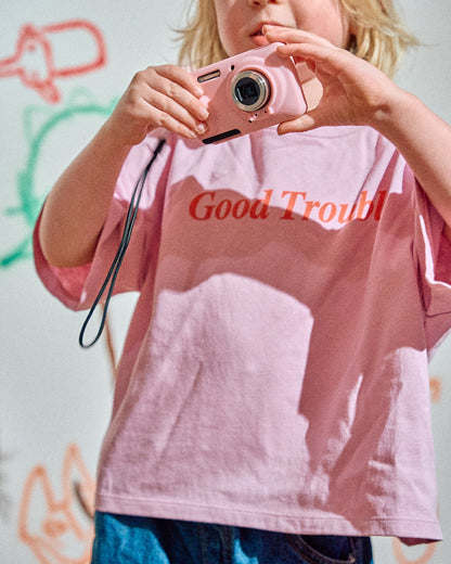 Good Trouble Tee - Floss/ Neon Red