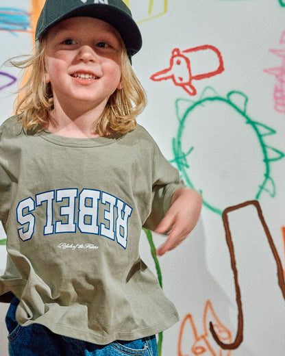 Rebels College Tee - Sage/ Bone