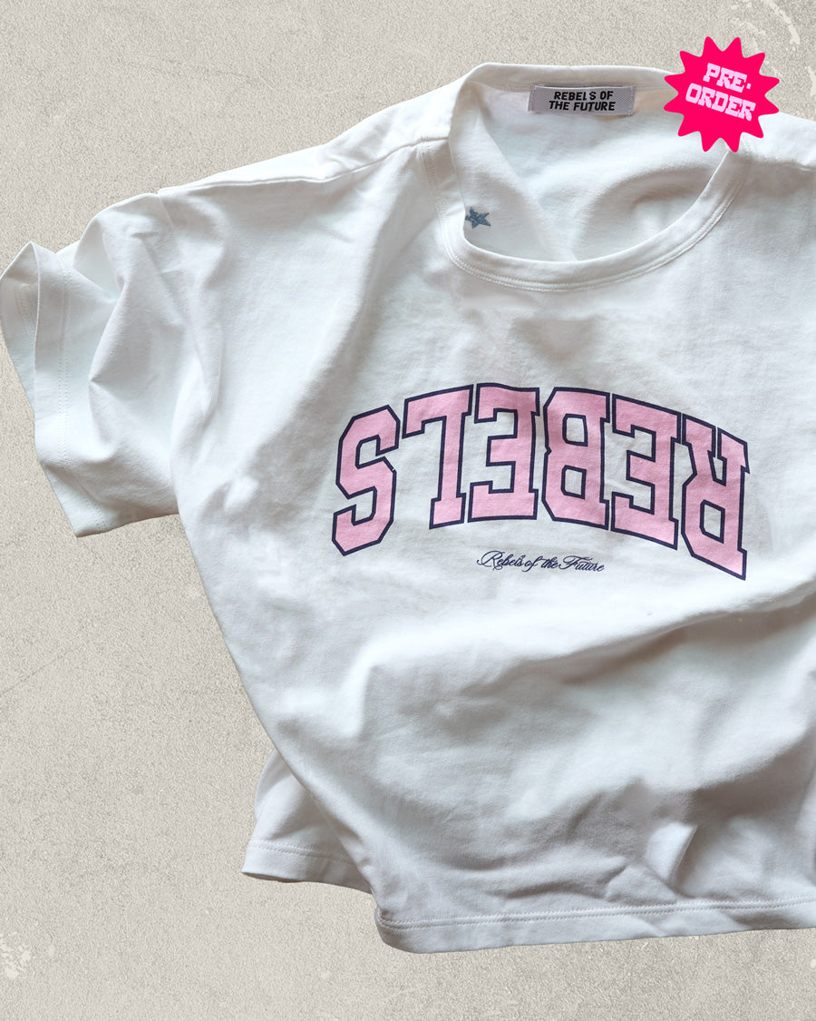Rebels College Tee - White/ Floss ** PRE-ORDER**
